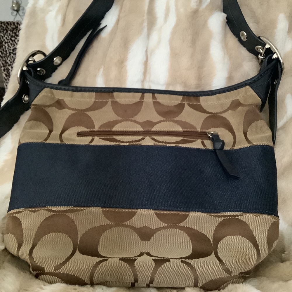 Coach Rugby Signature Stripe Canvas Bucket Hobo Shoulder Bag